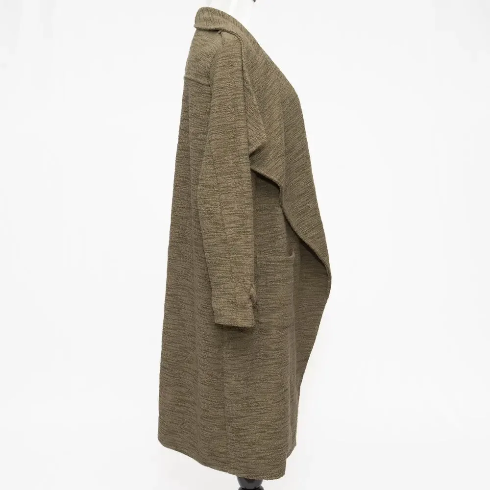 New BB Dakota Olive Green Revolution Drapey Boucle Trench Coat Size X Small
